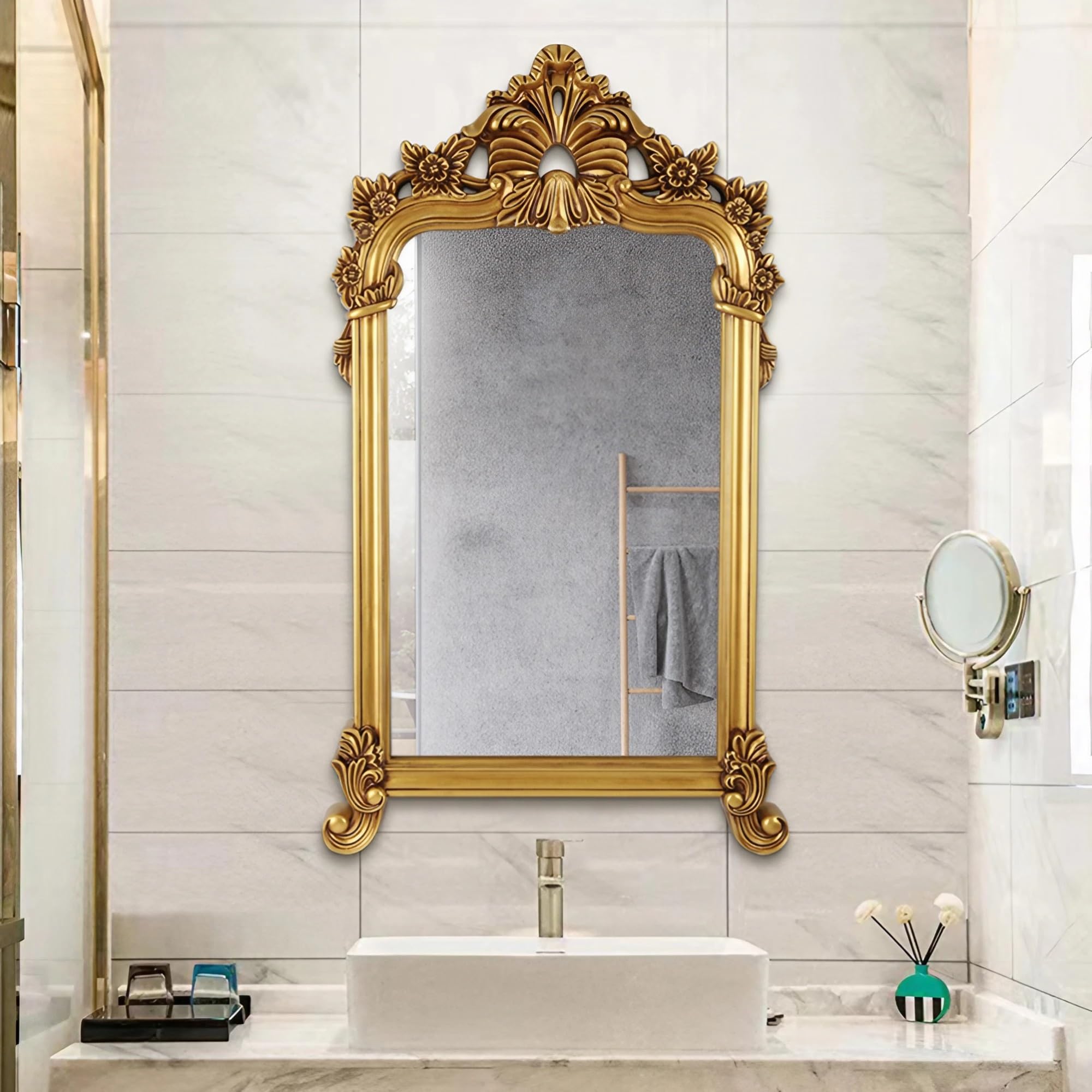 H15K12 ヴィンテージ ESPEJOS BAYARRI ウォールミラー Amazon.com: UMJIGF Arched Wall Mirror, Gold, 27 x 46 inch, Carved